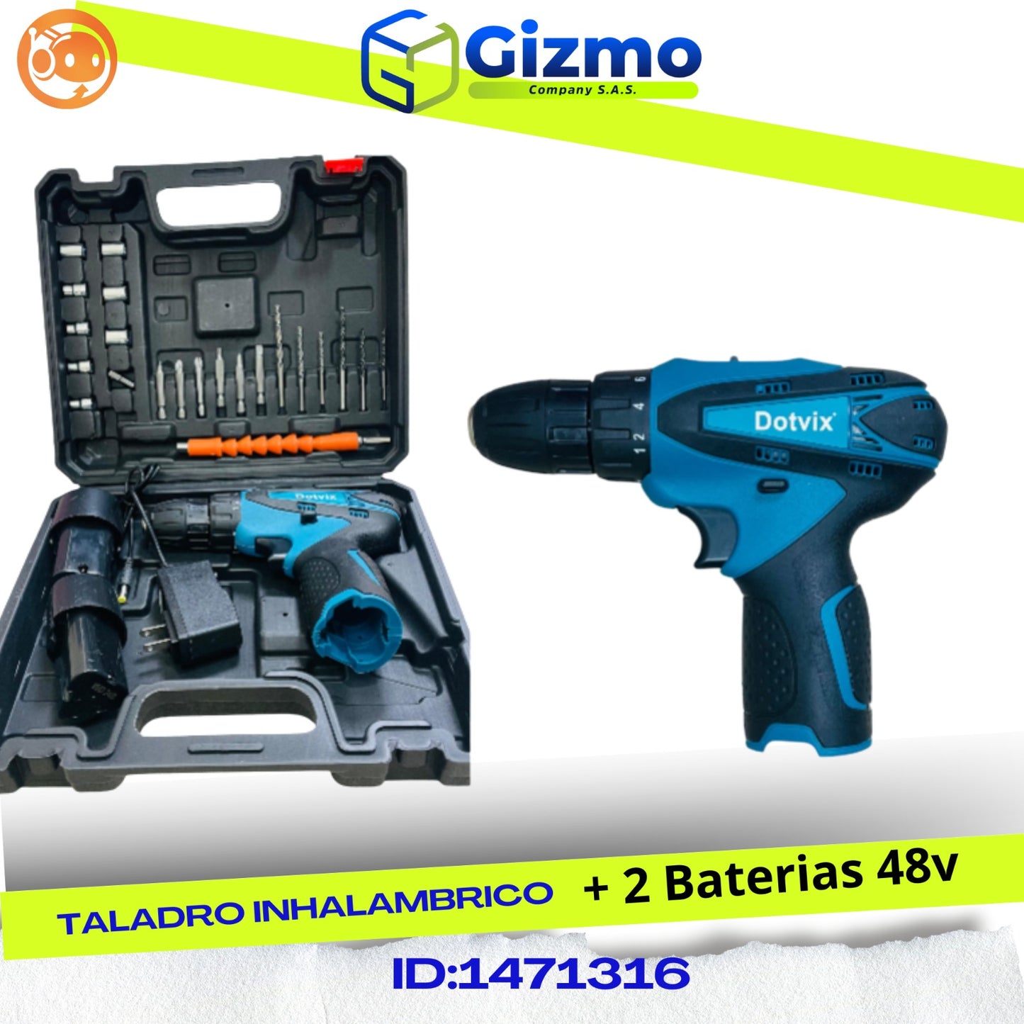 Taladro ProDrill™ 2X – Inalámbrico, Potente y con Doble Batería