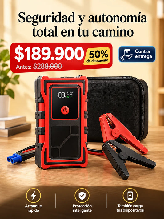 Arrancador e Iniciador de Batería Portátil 4 en 1