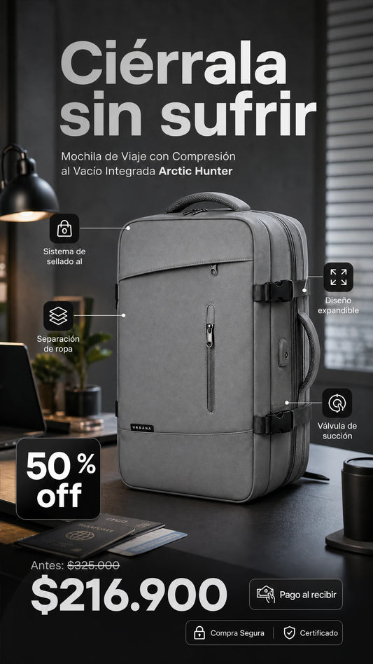 Mochila de Viaje con Compresión al Vacío Integrada Arctic Hunter