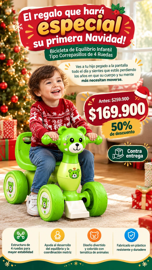 Bicicleta de Equilibrio Infantil Tipo Correpasillos de 4 RuedasDiseños de Animal