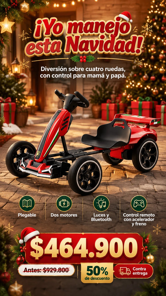 Juguetes de Go Kart Eléctrico para Niños con Bluetooth, Plegables