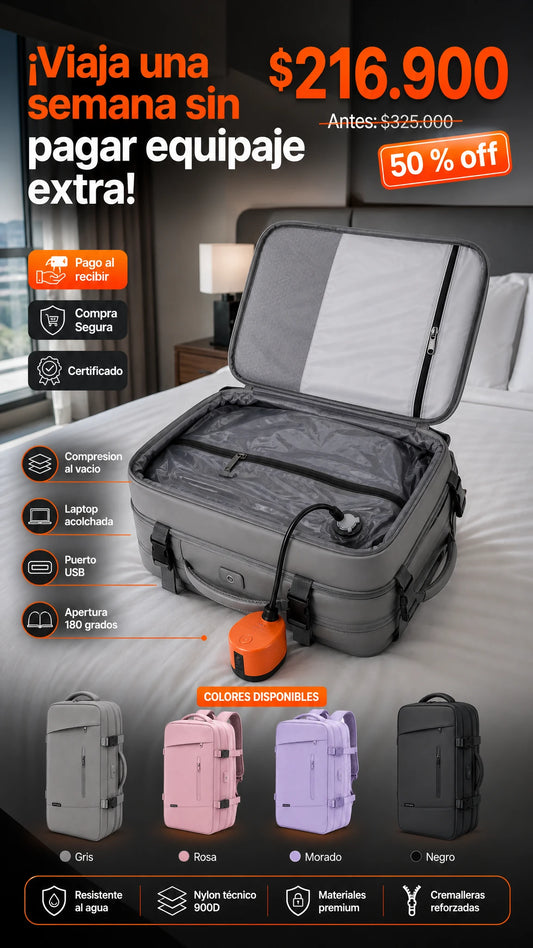 Mochila de Viaje Urbana con Compresión al Vacío