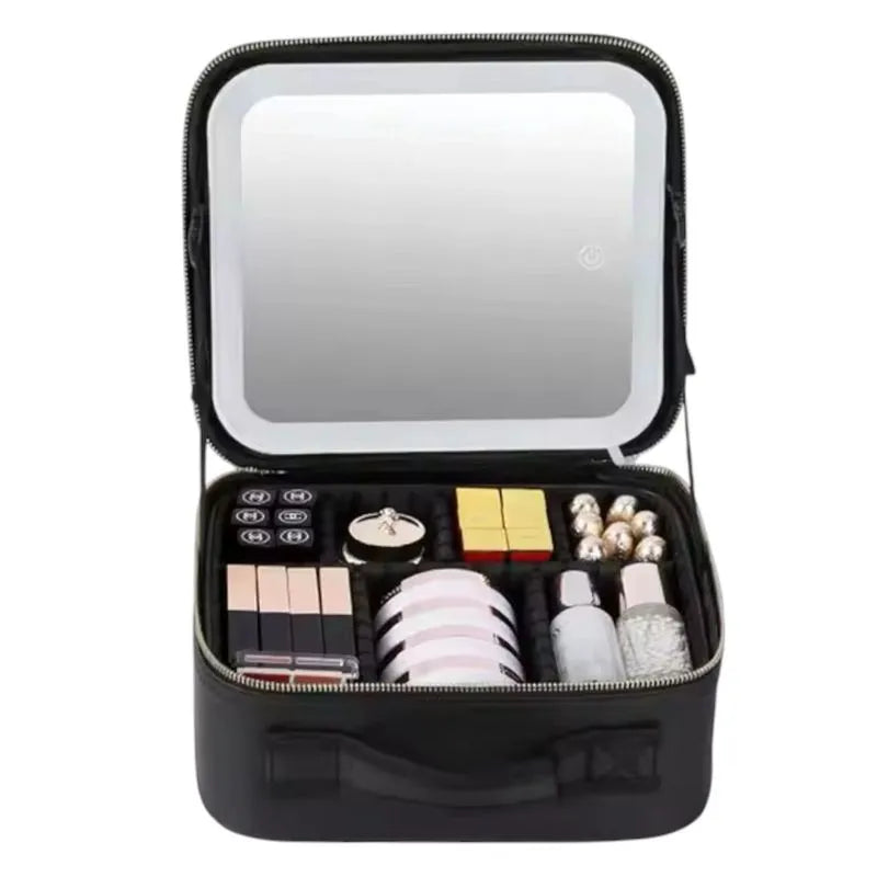 Estuche de Maquillaje con Espejo y Luz LED