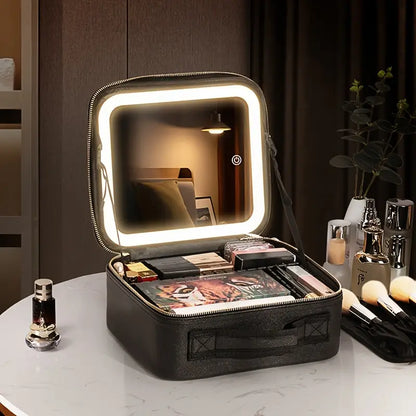 Estuche de Maquillaje con Espejo y Luz LED