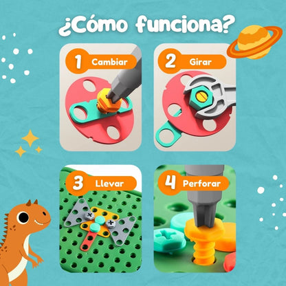 Taladro Didactico 298 Piezas/ Set de Juego para Niños