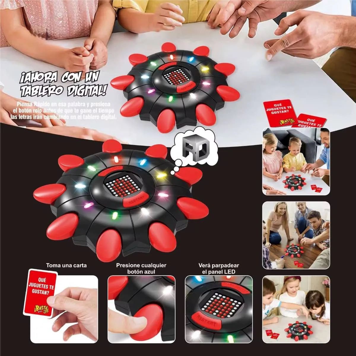 Juego de Palabras Basta 3.0 con Tablero LED – Piensa Rápido y Gana