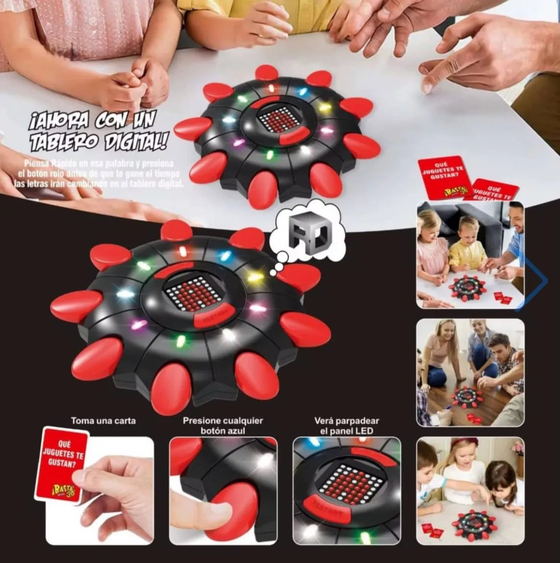 Juego de Palabras Basta 3.0 con Tablero LED – Piensa Rápido y Gana