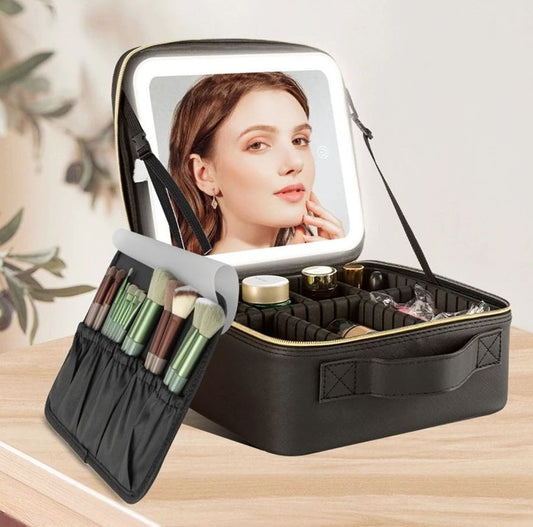 Estuche de Maquillaje con Espejo y Luz LED