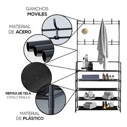 Zapatero Perchero 5 Niveles – Organizador Multifuncional